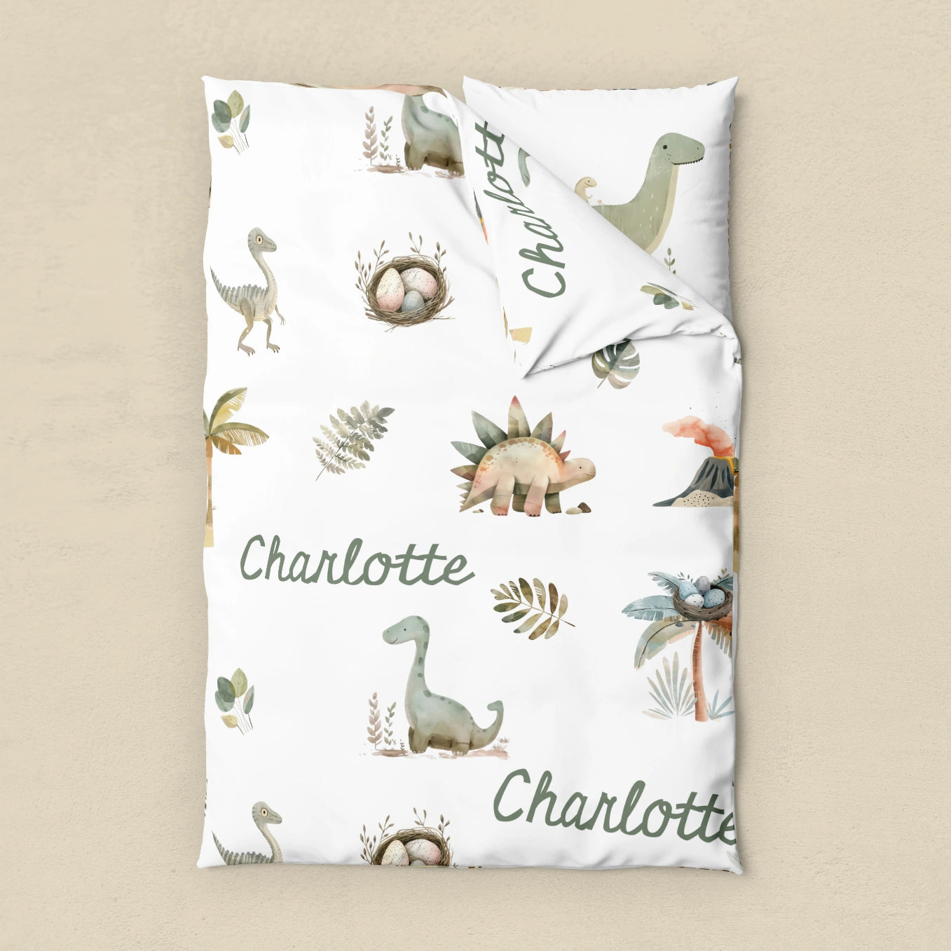 Dino Pattern Kids Bed Sheets Cotton / Muslin