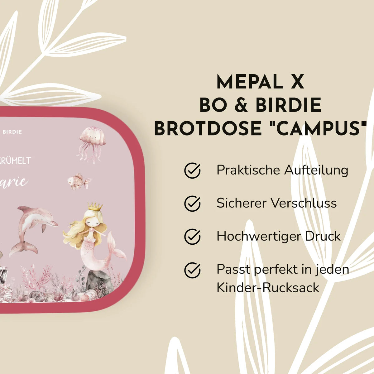 Personalisierte Mepal Brotdose "Meerjungfrau" Bo & Birdie