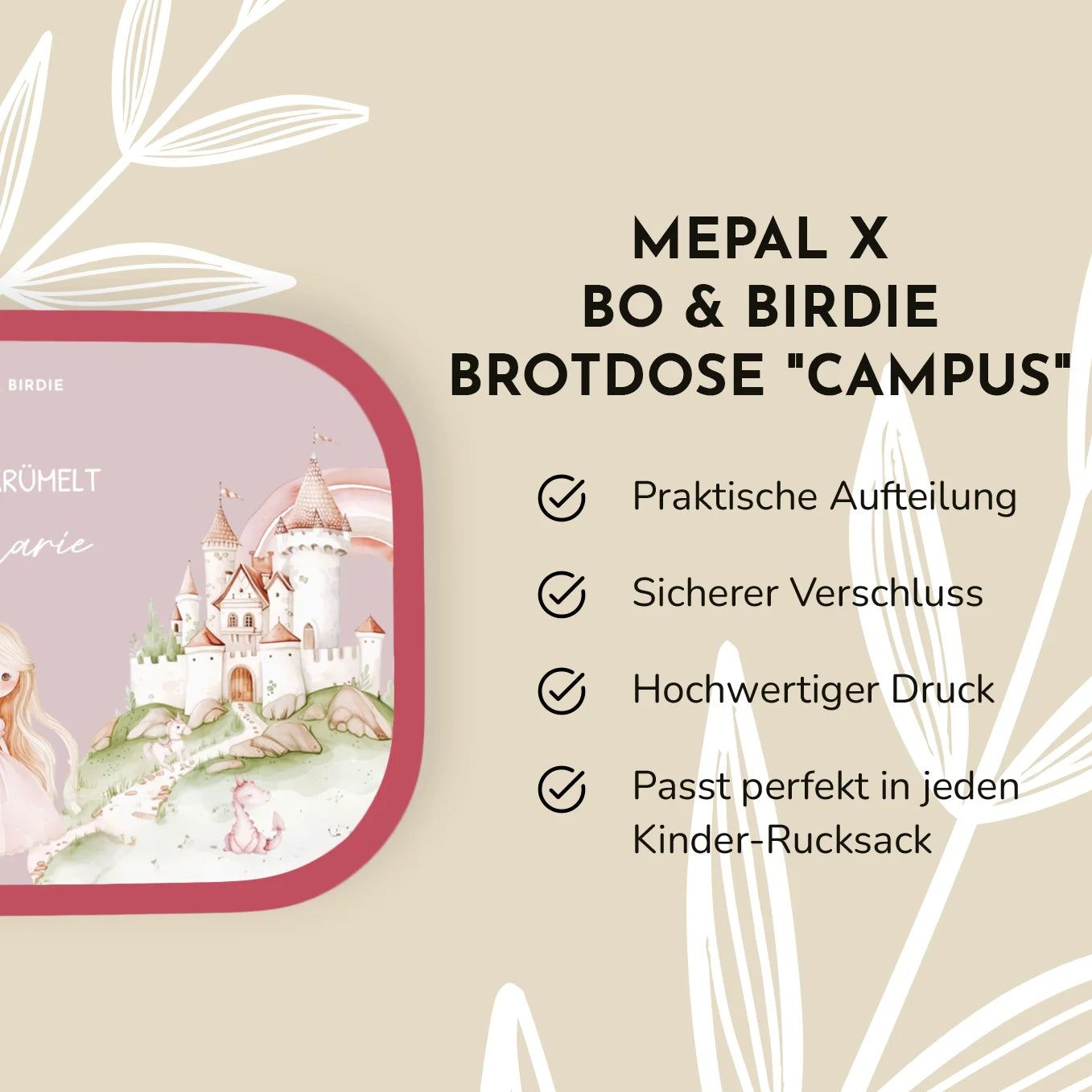 Personalisierte Mepal Brotdose "Prinzessin" Bo & Birdie