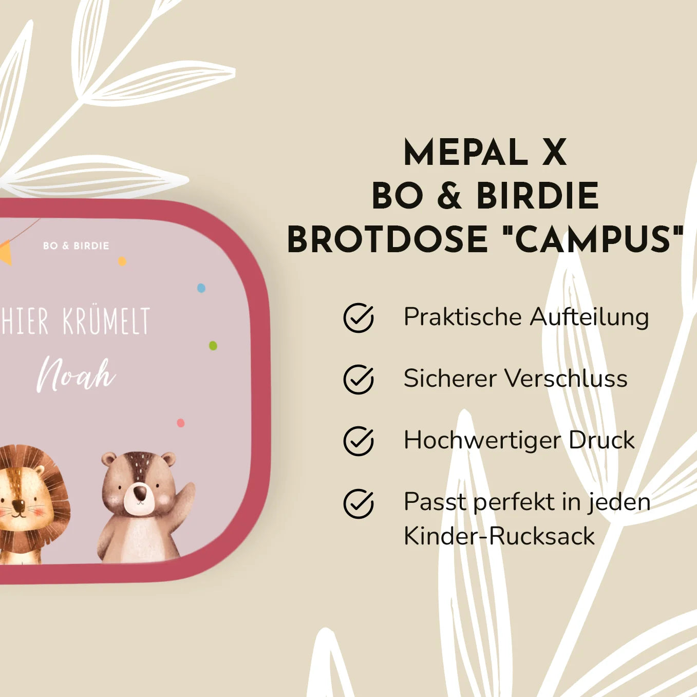 Personalisierte Mepal Brotdose "Konfetti" Bo & Birdie
