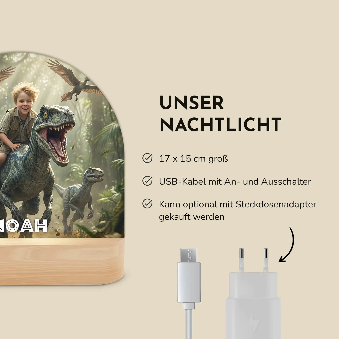 Personalisiertes Nachtlicht "Dino"