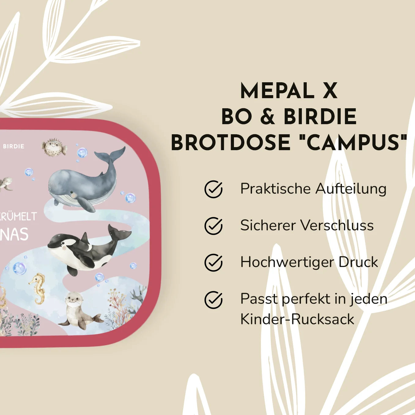 Personalisierte Mepal Brotdose "Ozean" Bo & Birdie