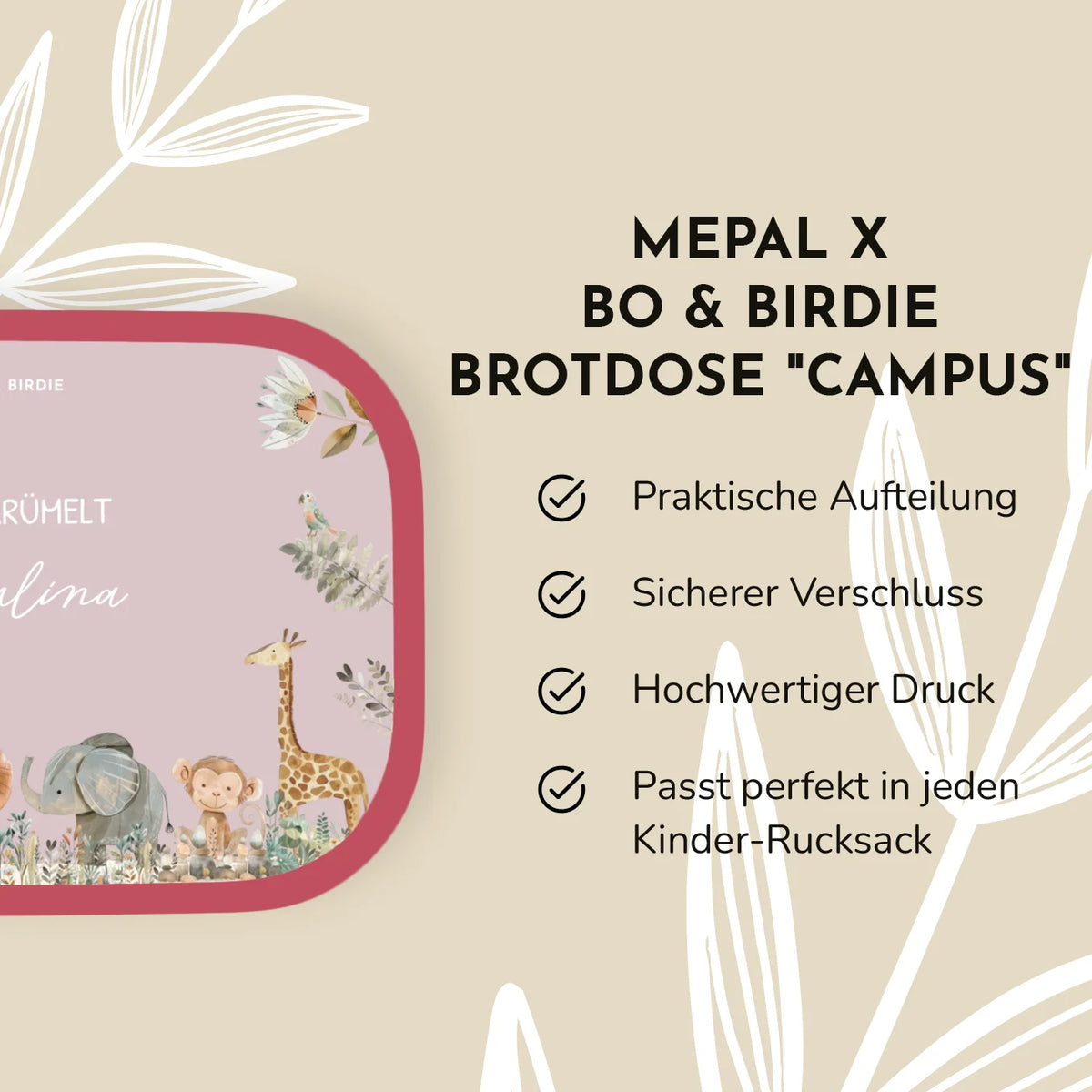 Personalisierte Mepal Brotdose "Safari Tiere" Bo & Birdie