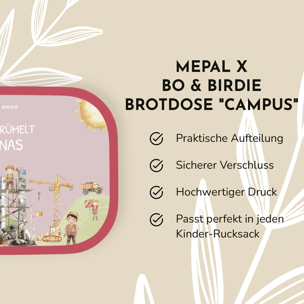 Personalisierte Mepal Brotdose "Baustelle" Bo & Birdie