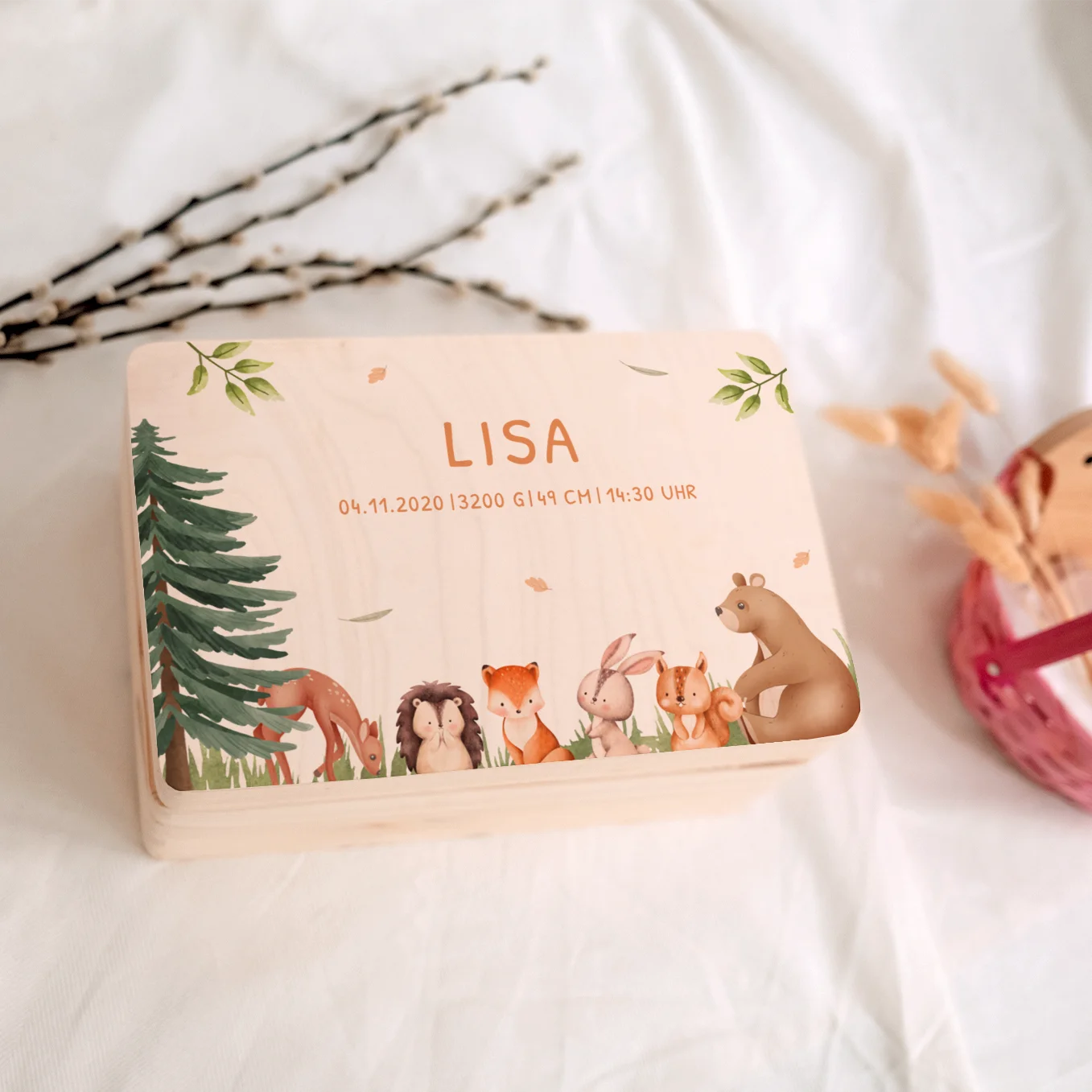 Personalisierte Erinnerungsbox "Waldtiere"