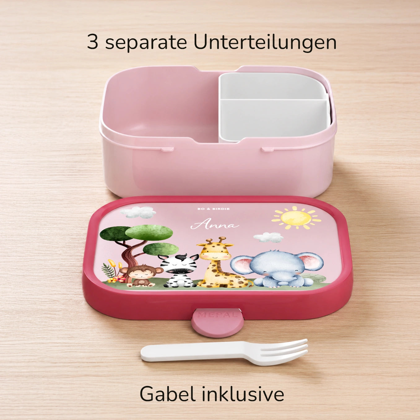Personalisierte Mepal Brotdose & Trinkflasche "Mini Safari"