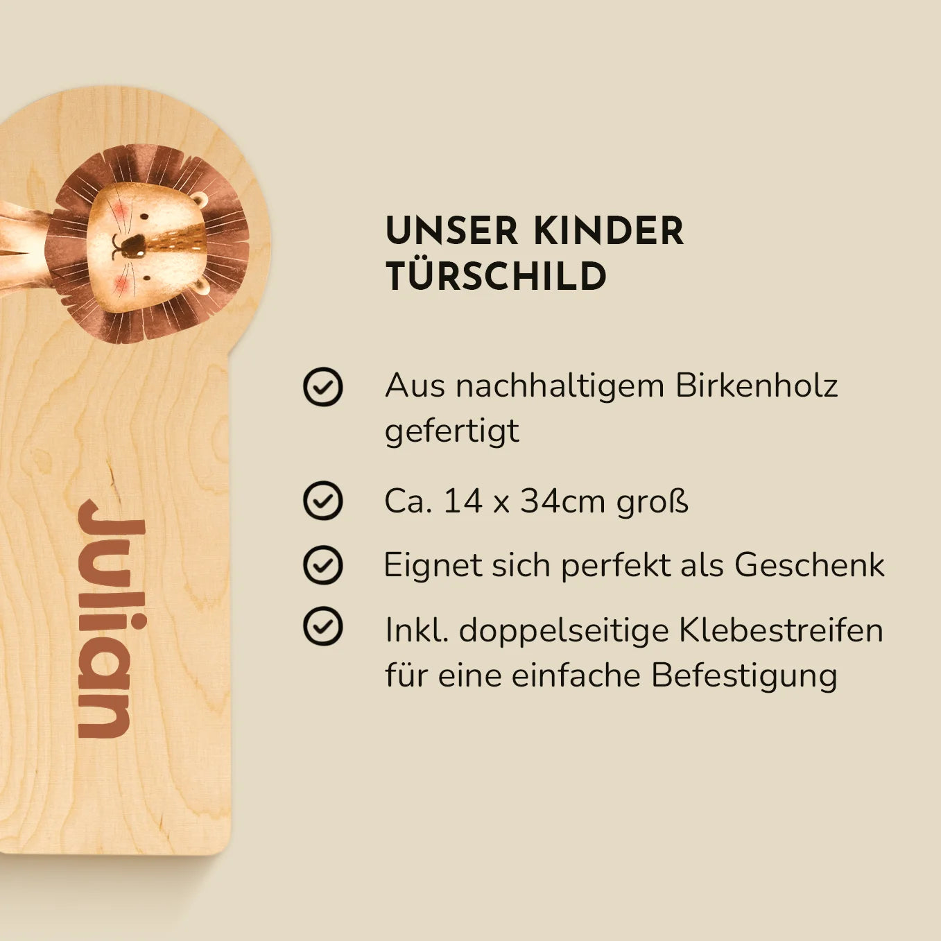 Personalisiertes Kinder Türschild "Lieblingstier"