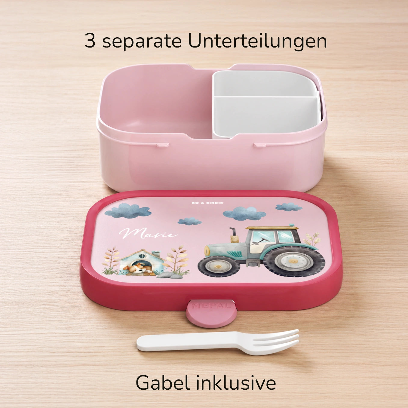 Personalisierte Mepal Brotdose & Trinkflasche "Traktor"