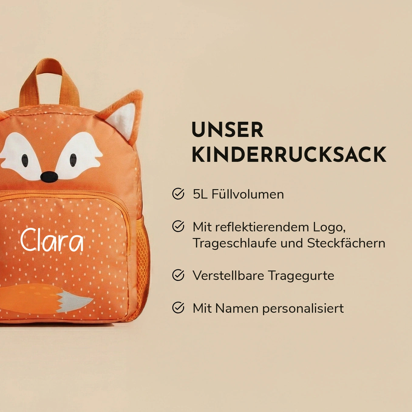 Personalisierter Kinder Rucksack "Fuchs"