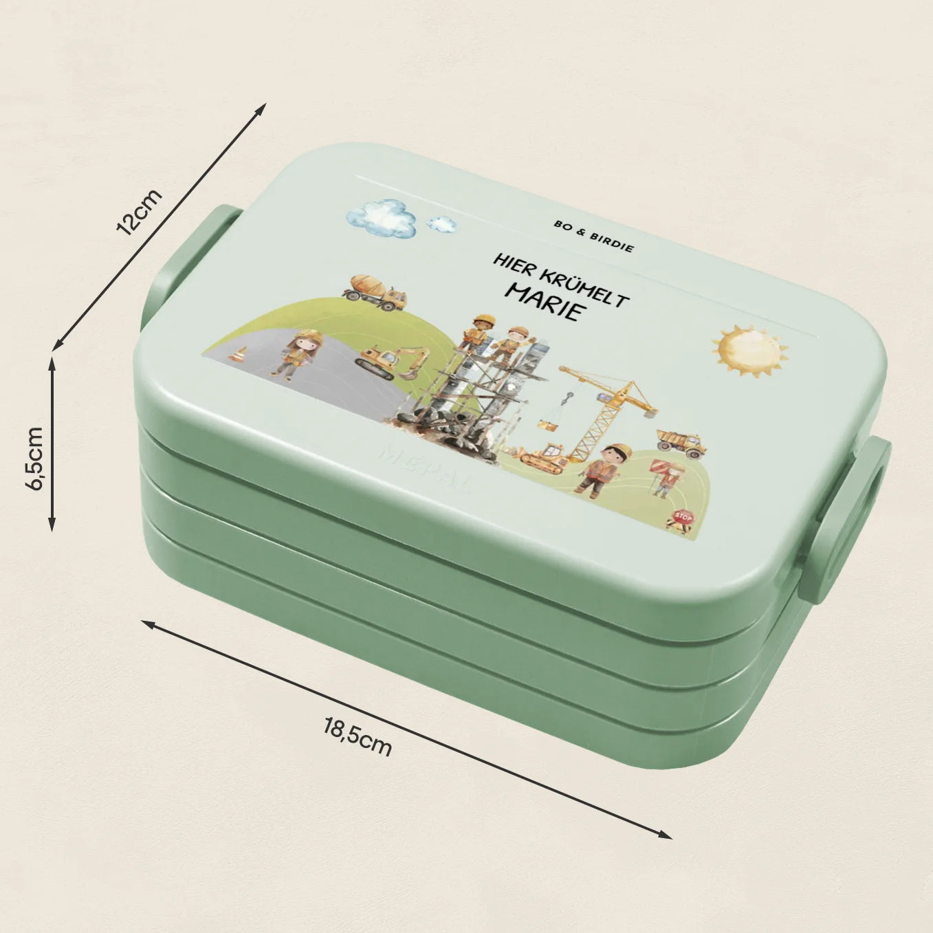 Personalisierte Mepal Bento Brotdose "Baustelle"