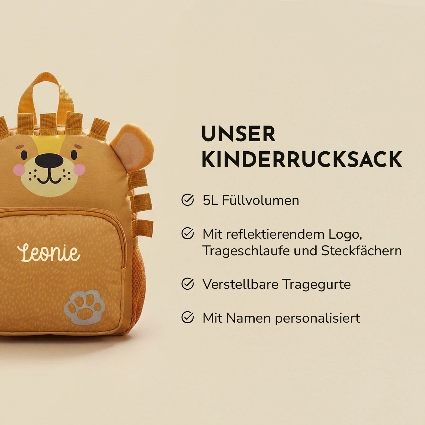 Personalisierter Kinder Rucksack "Löwe"