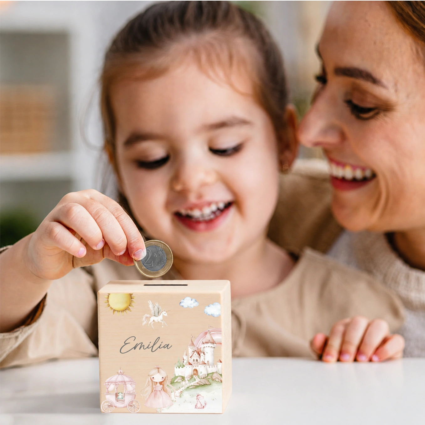 Personalisierte Holzspardose "Prinzessin"