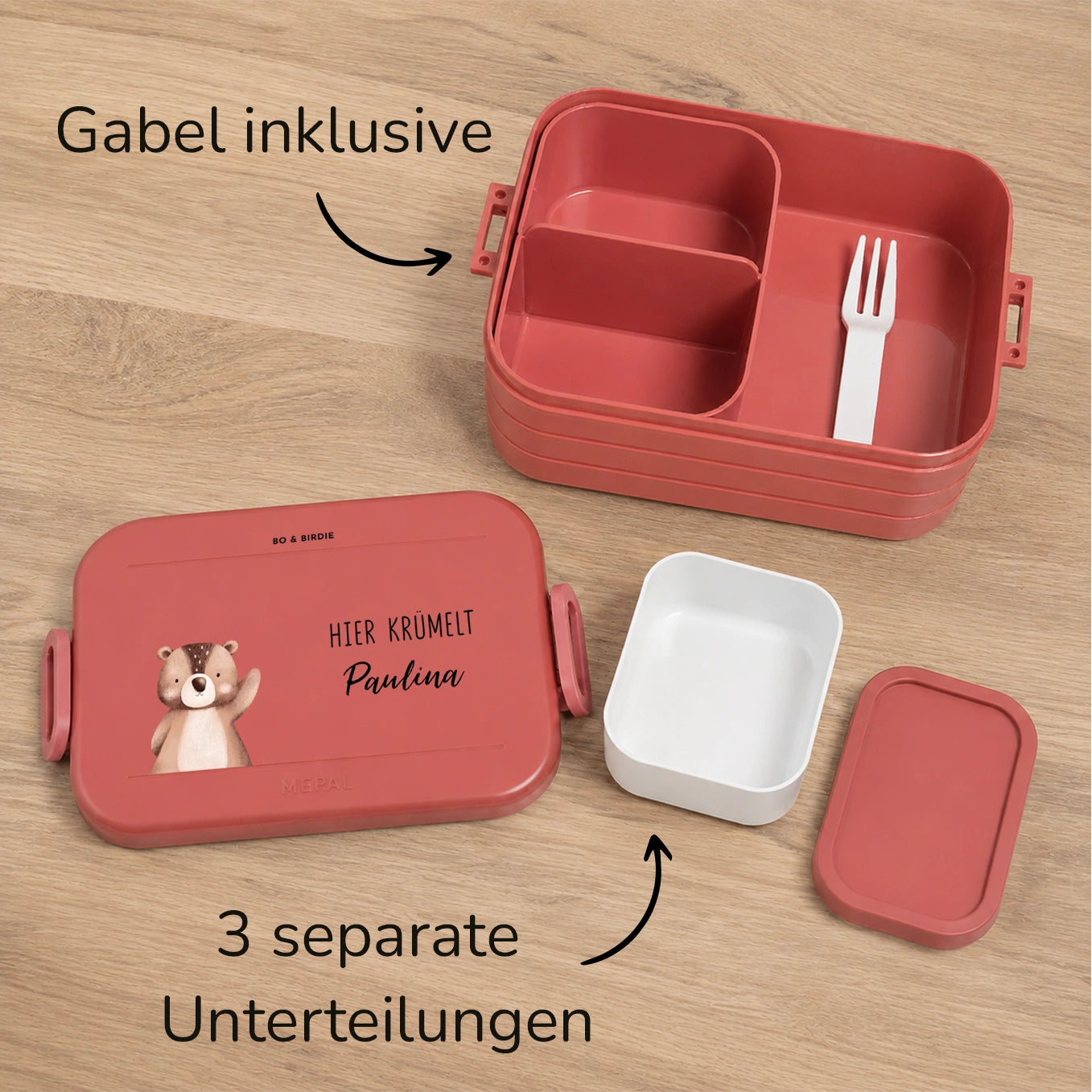 Personalisierte Mepal Brotdose "Hier krümelt"