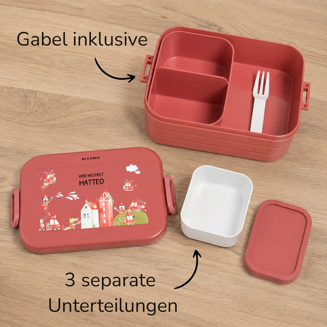 Personalisierte Mepal Bento Brotdose "Feuerwehr"
