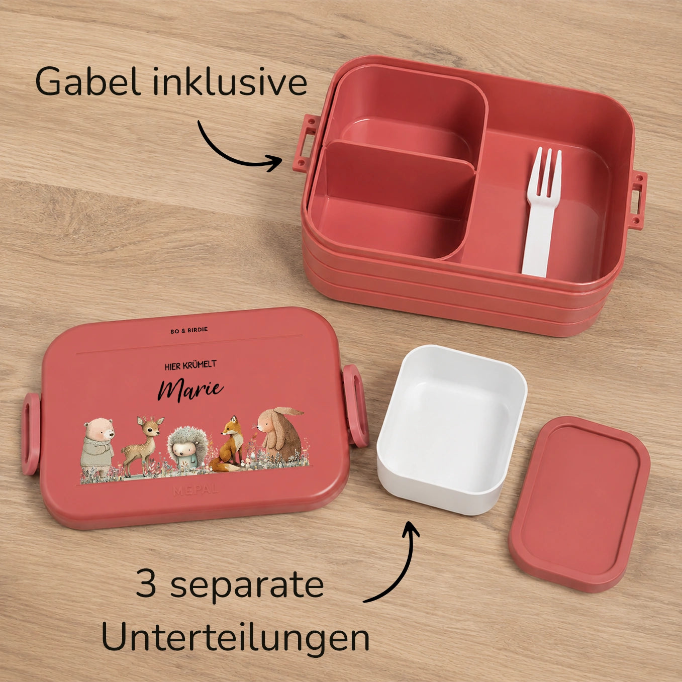 Personalisierte Mepal Brotdose "Waldtiere"