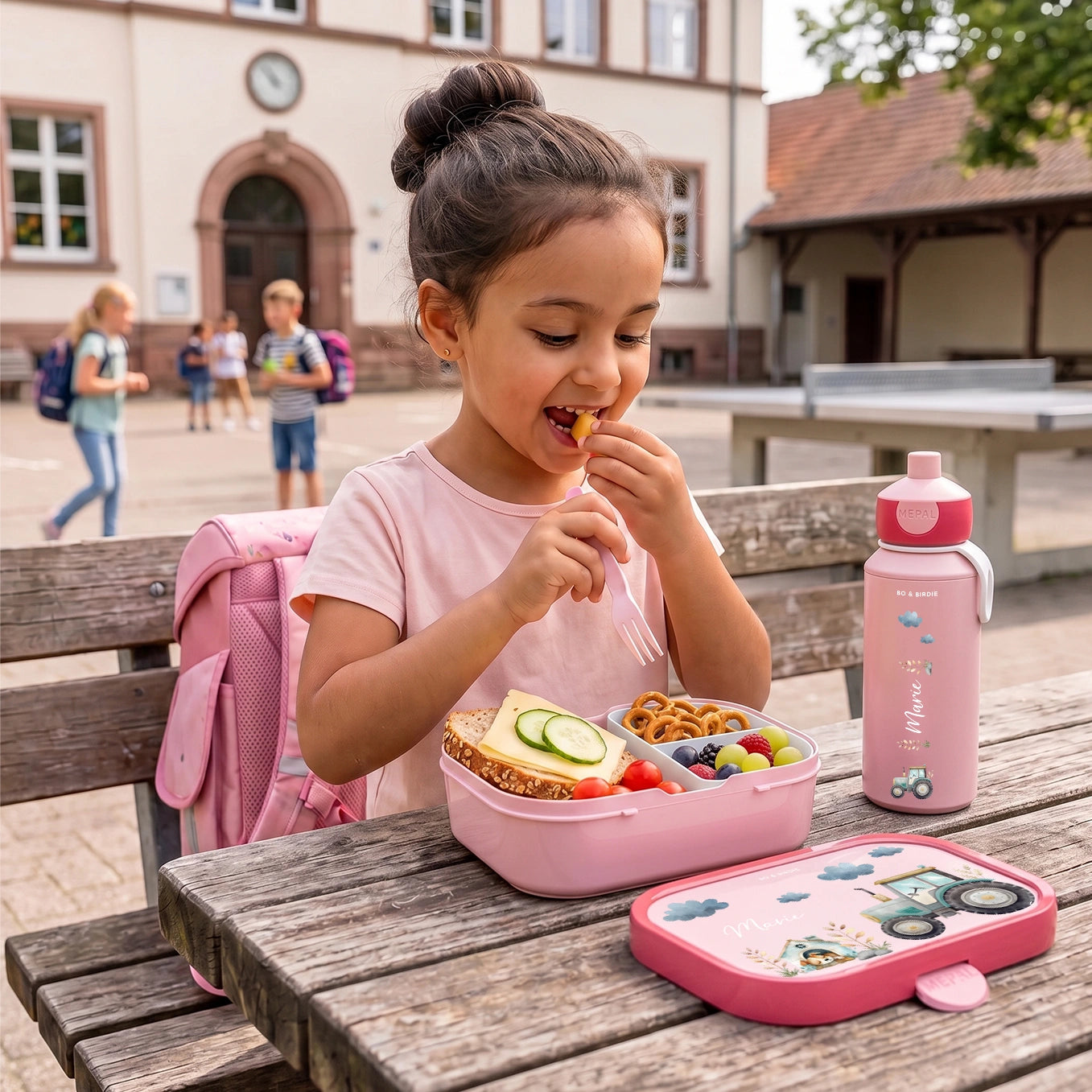 Personalisierte Mepal Brotdose & Trinkflasche "Traktor"