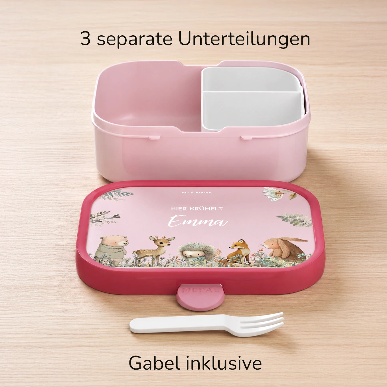 Personalisierte Mepal Brotdose "Aquarell Tiere im Wald"