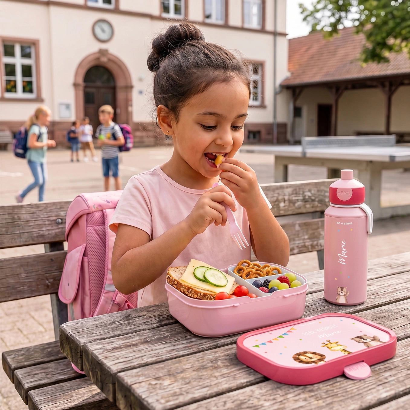 Personalisierte Mepal Brotdose & Trinkflasche "Konfetti"