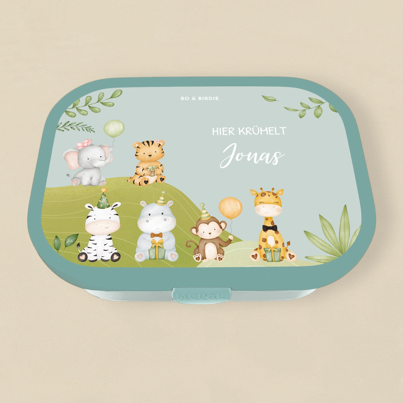 Personalisierte Mepal Brotdose "Tierparty"