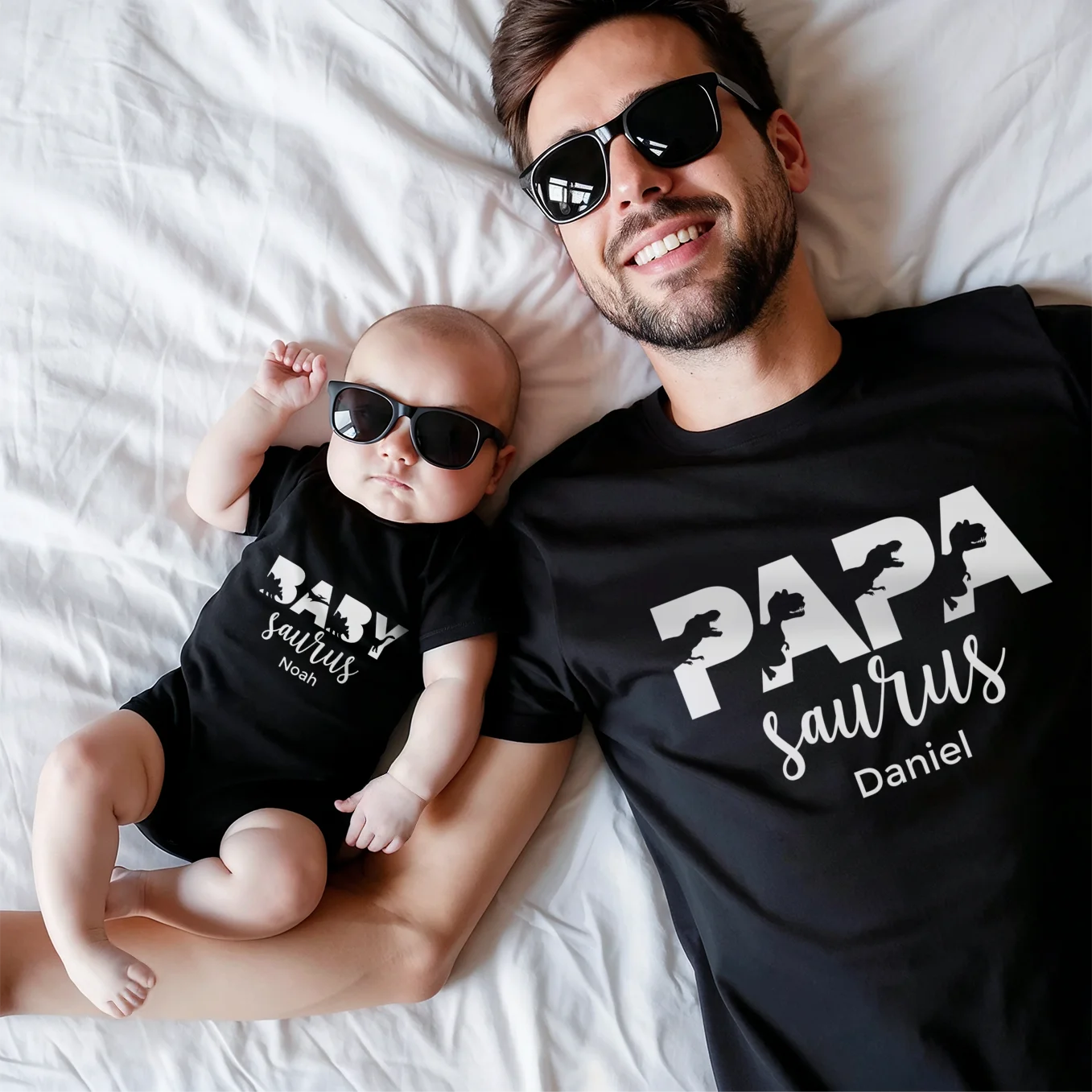 Personalisierter Partnerlook “Papa- und Baby Saurus”