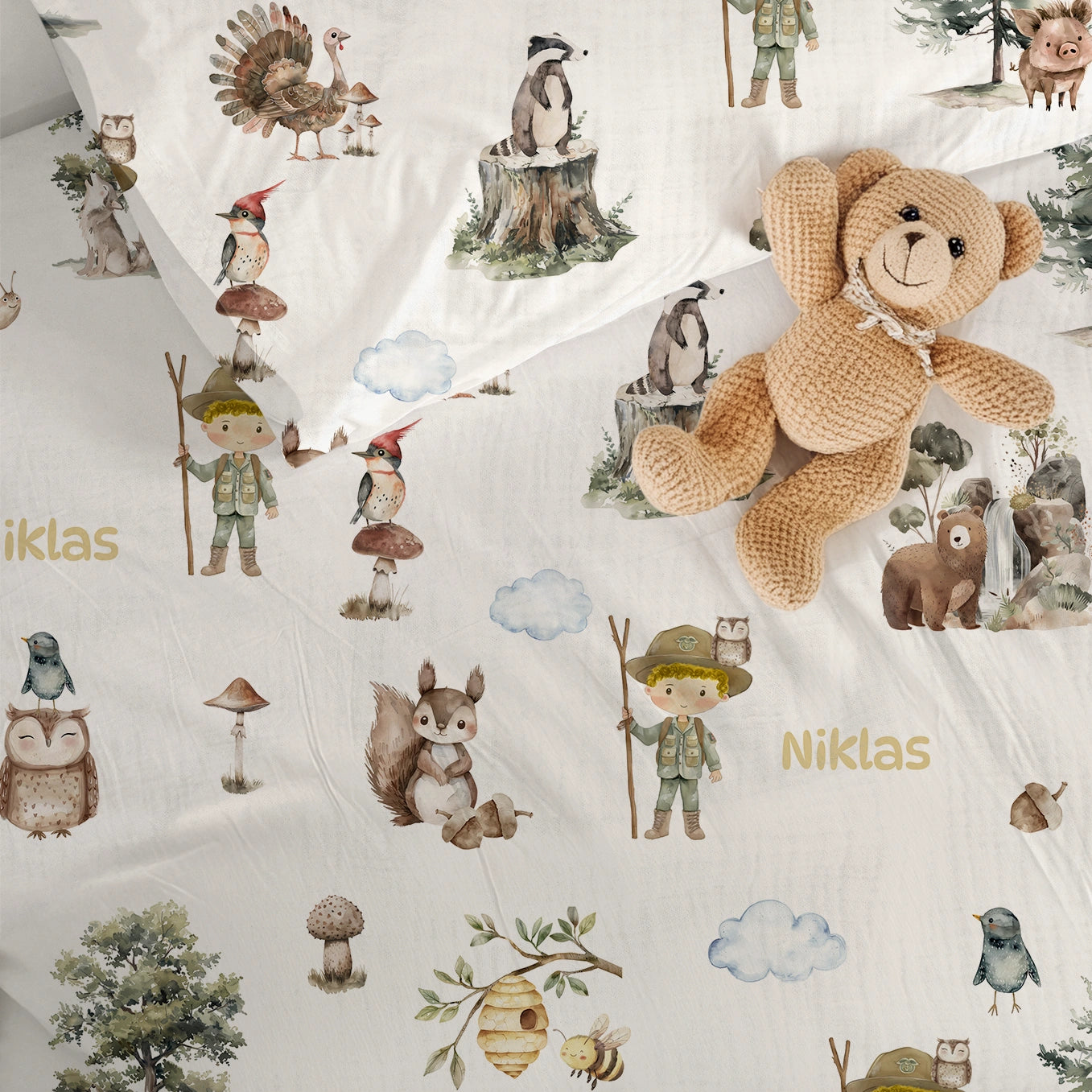 Wildlife Pattern Kids Bed Sheets Cotton / Muslin