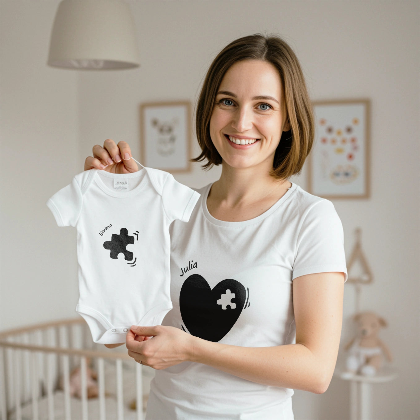 Personalisierter Partnerlook für Mama und Baby "Puzzleteil"