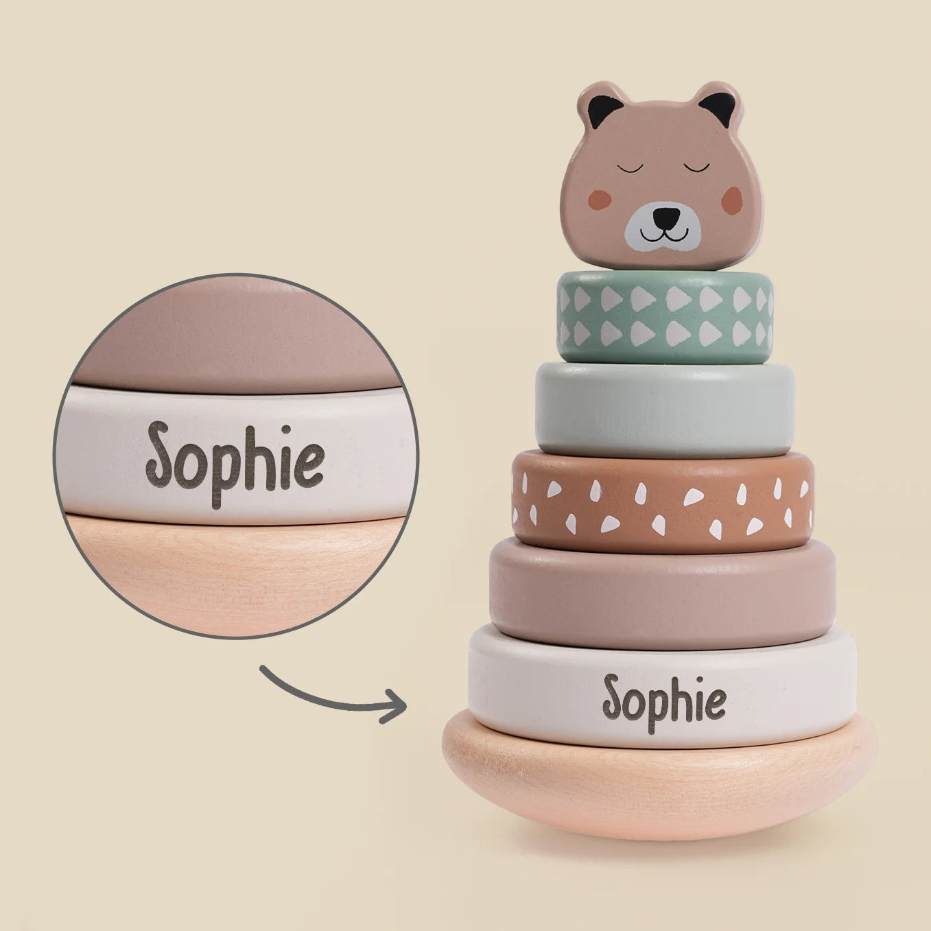 Personalisierter Holz Stapelturm ''Bär''