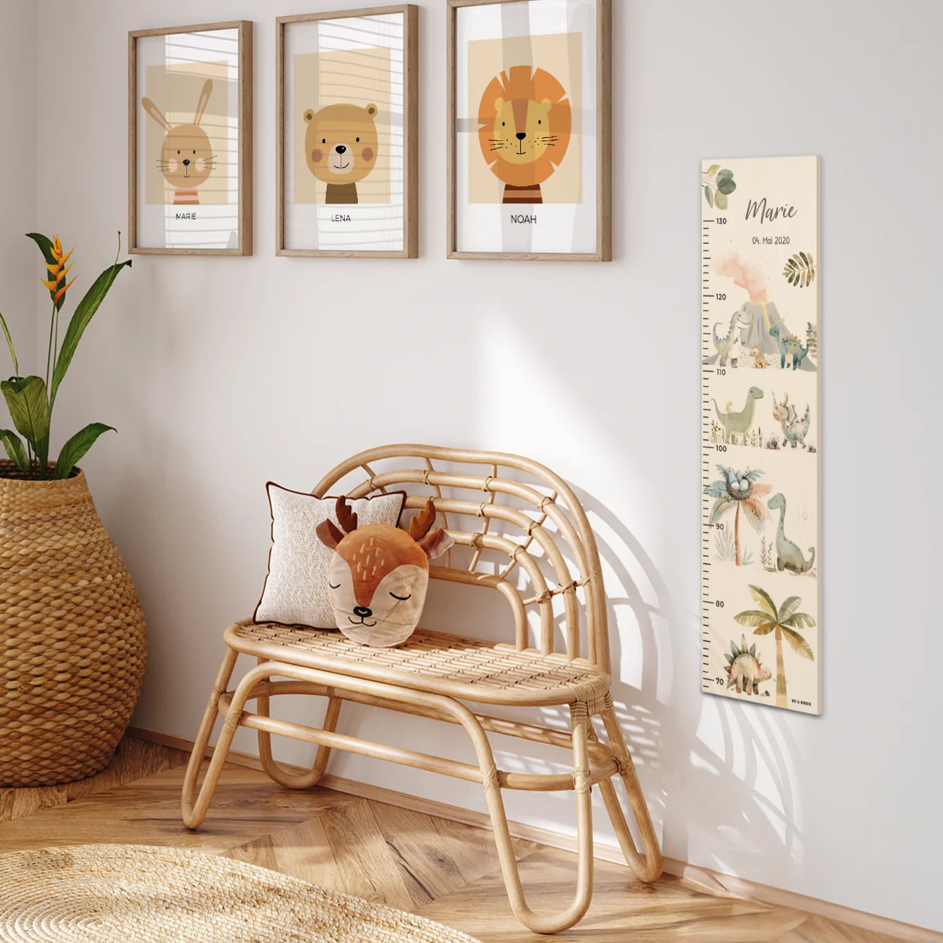 Personalisierte Messlatte "Boho Dinosaurier"