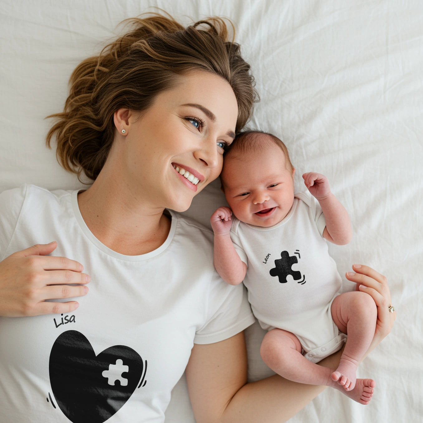 Personalisierter Partnerlook für Mama und Baby "Puzzleteil"