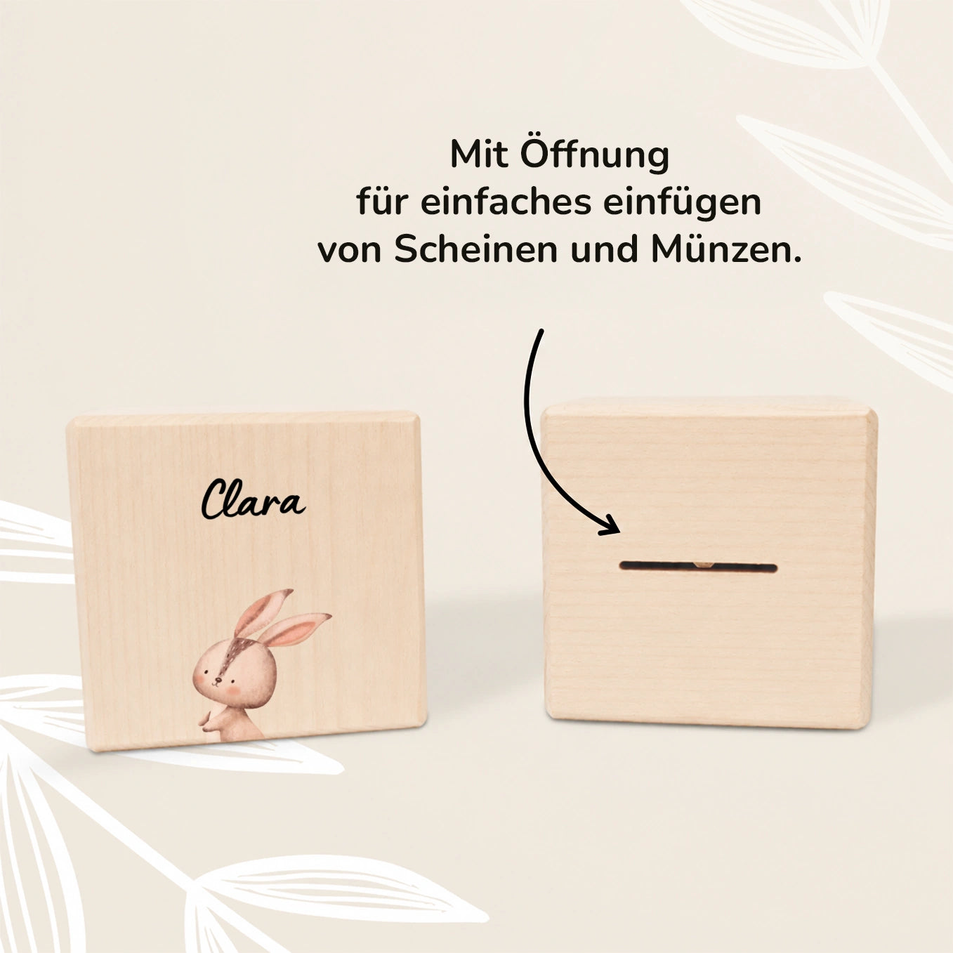 Personalisierte Holzspardose "Lieblingstier"