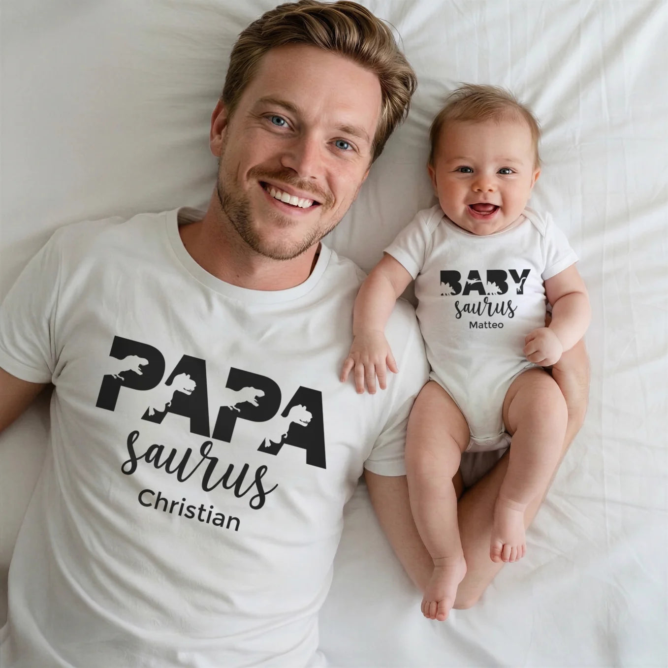 Personalisierter Partnerlook “Papa- und Baby Saurus”
