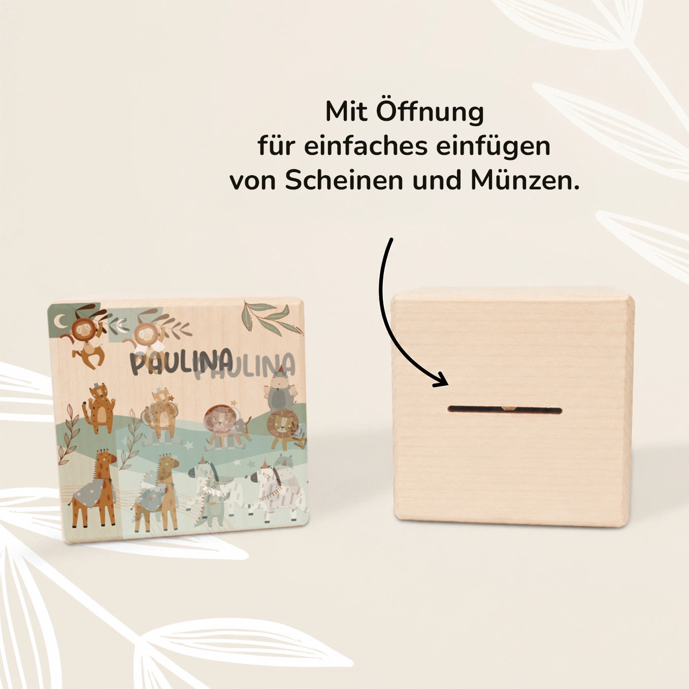 Personalisierte Holzspardose "Magie"