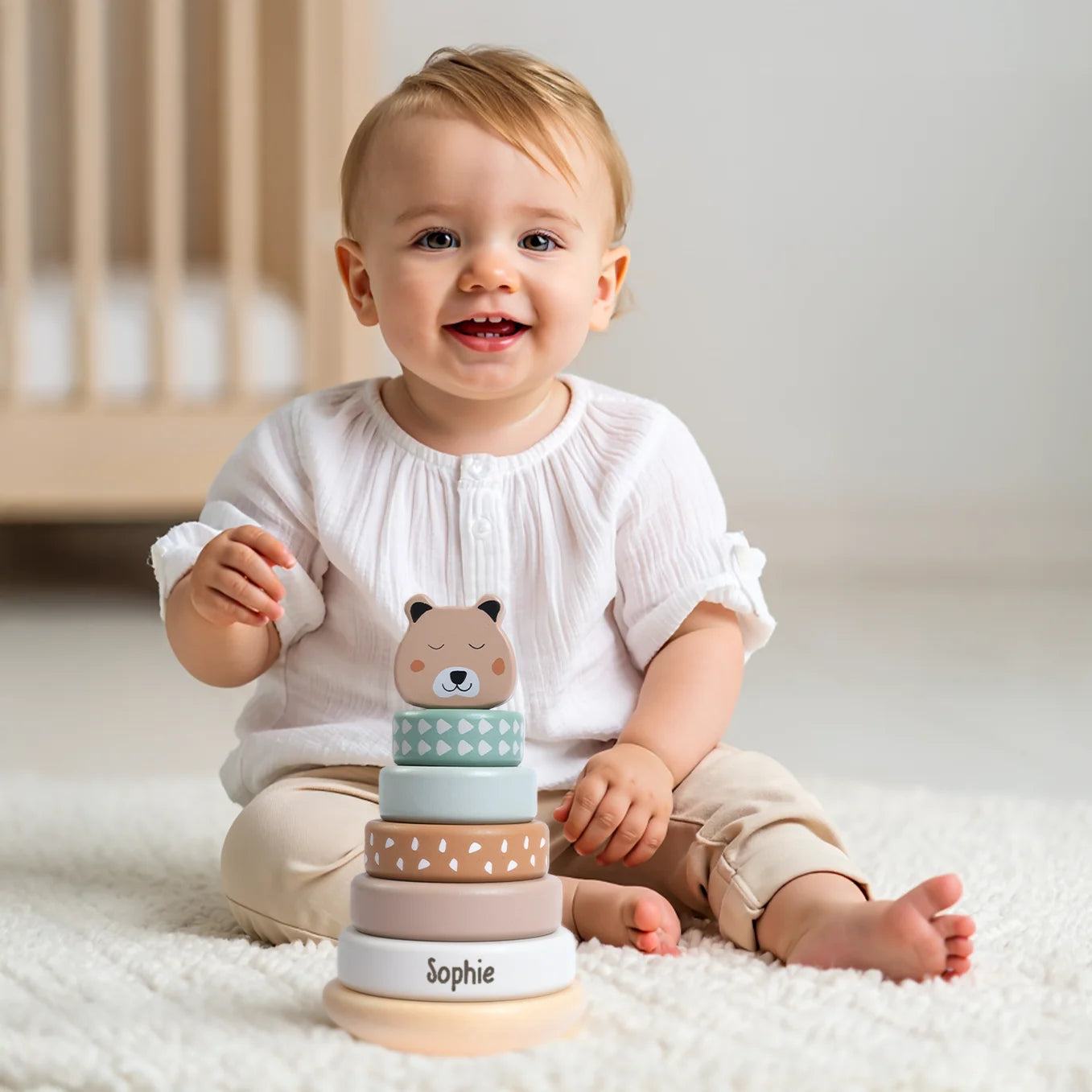 Personalisierter Holz Stapelturm ''Bär''