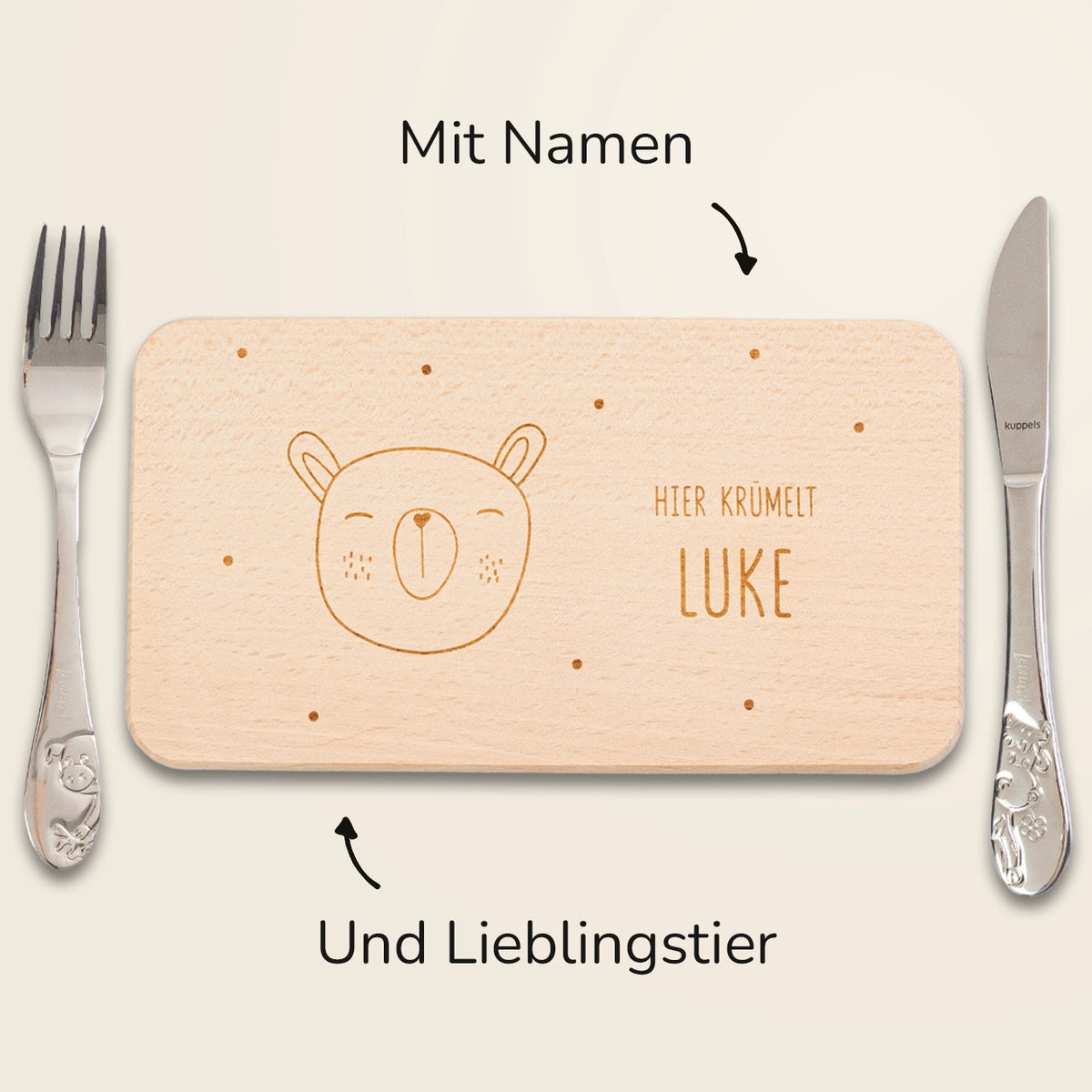 Personalisiertes Frühstücksbrettchen "Gravur" Gratis