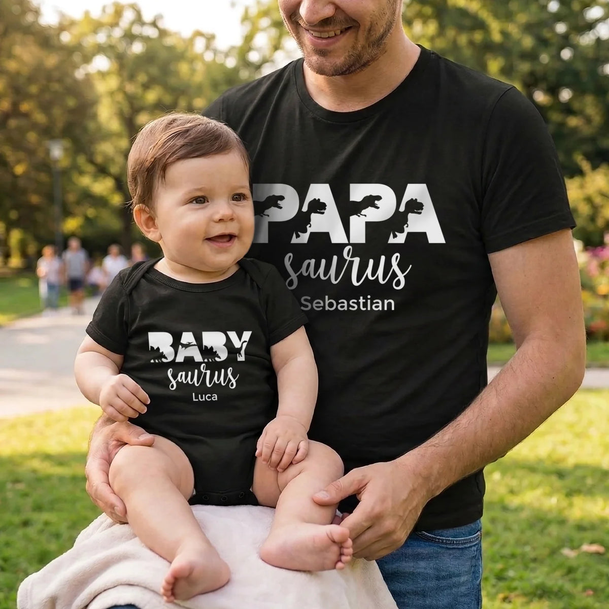 Personalisierter Partnerlook “Papa- und Baby Saurus”