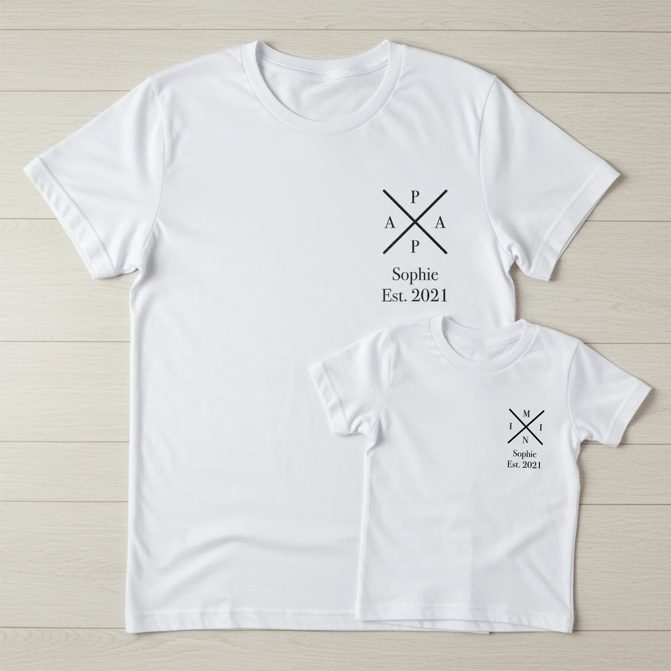 Personalisierter T-Shirt Partnerlook für Papa und Kind "Papa - Mini"
