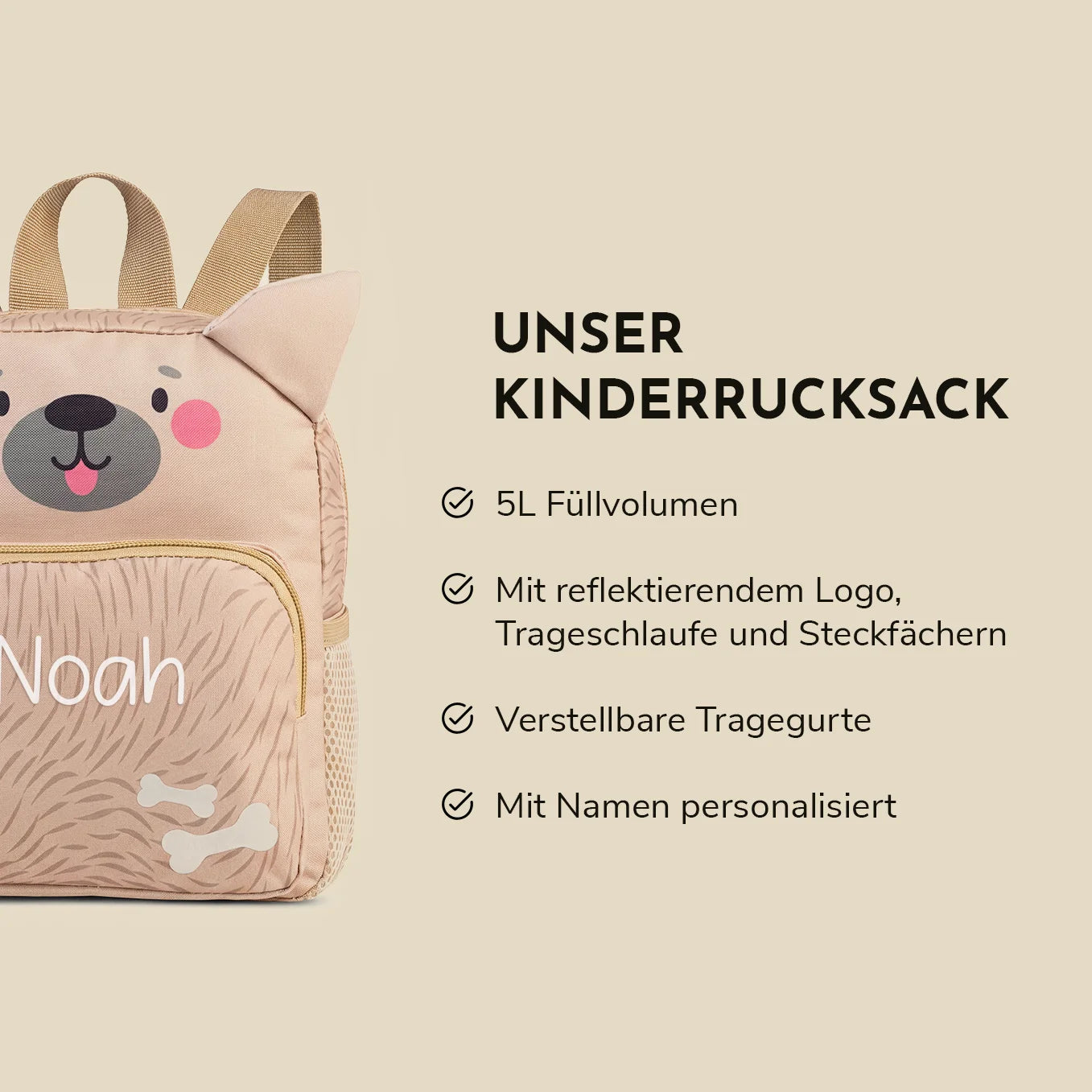 Personalisierter Kinder Rucksack "Hund"