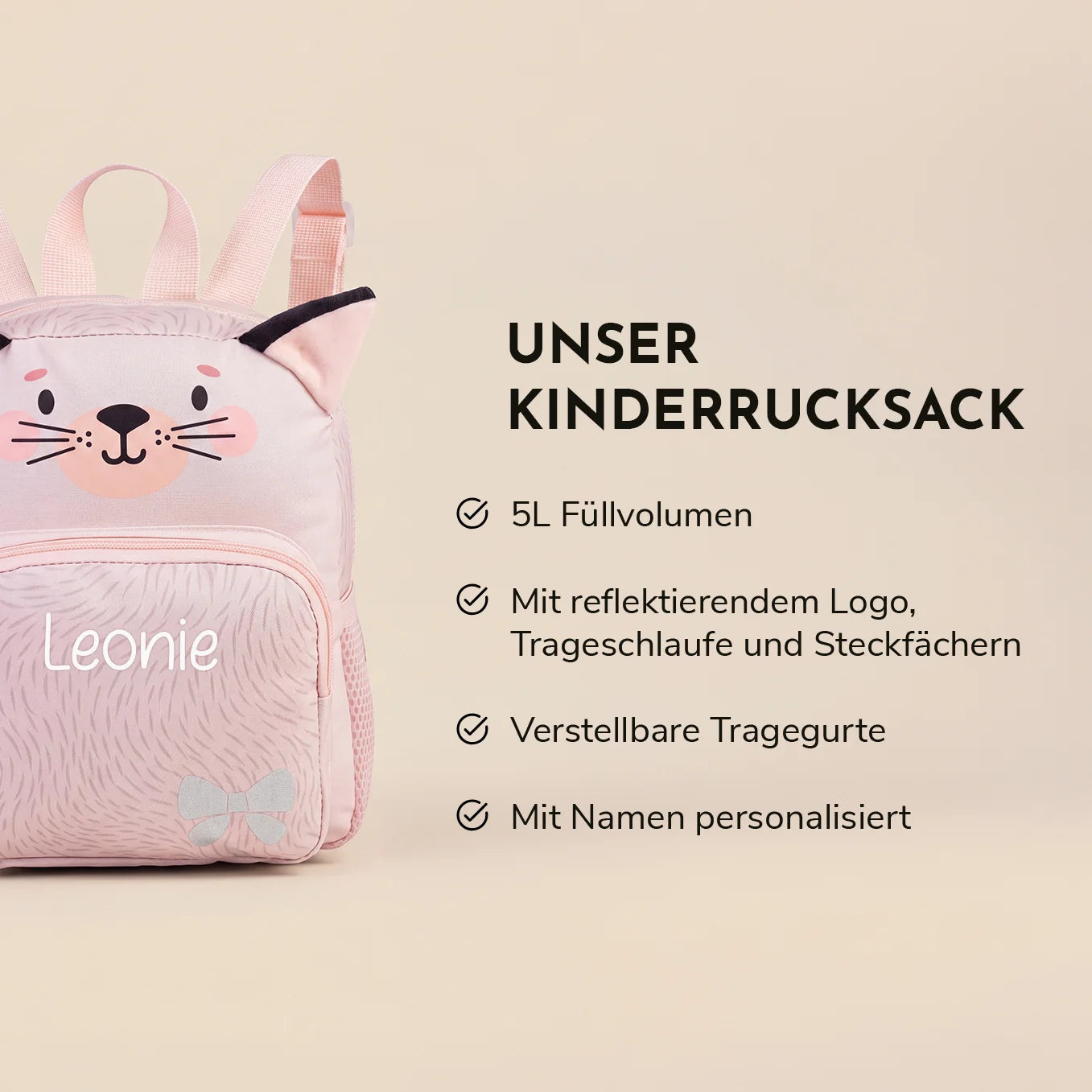 Personalisierter Kinder Rucksack "Katze"
