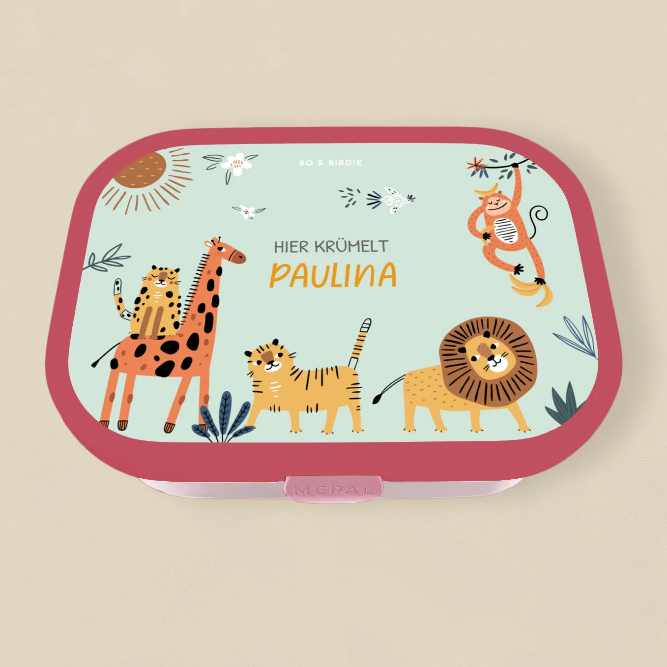 Personalisierte Mepal Brotdose "Mint Safari" Bo & Birdie