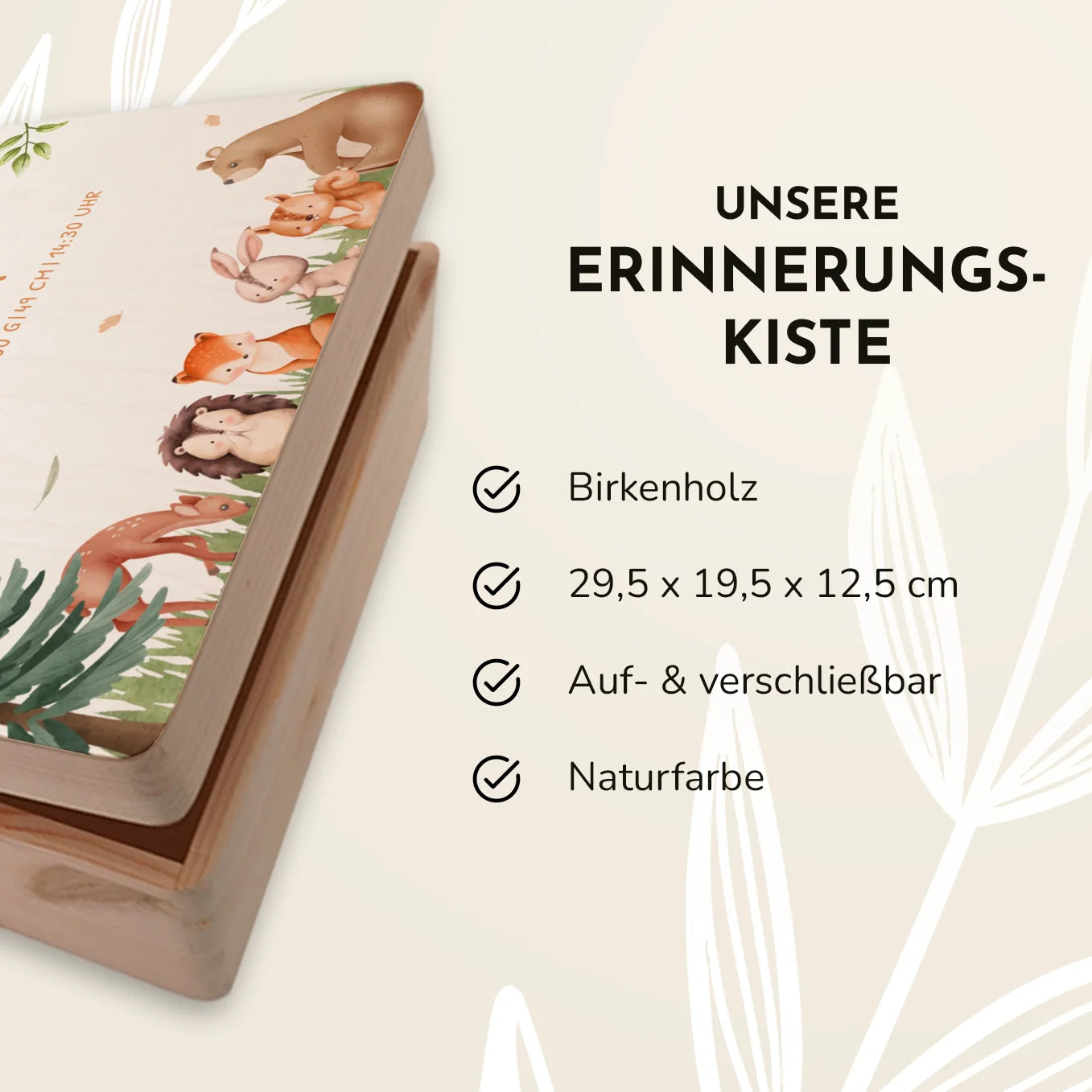 Personalisierte Erinnerungsbox "Waldtiere"