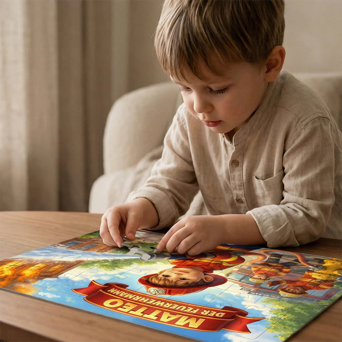 Personalisiertes Kinderpuzzle "Kleine Feuerwehr"