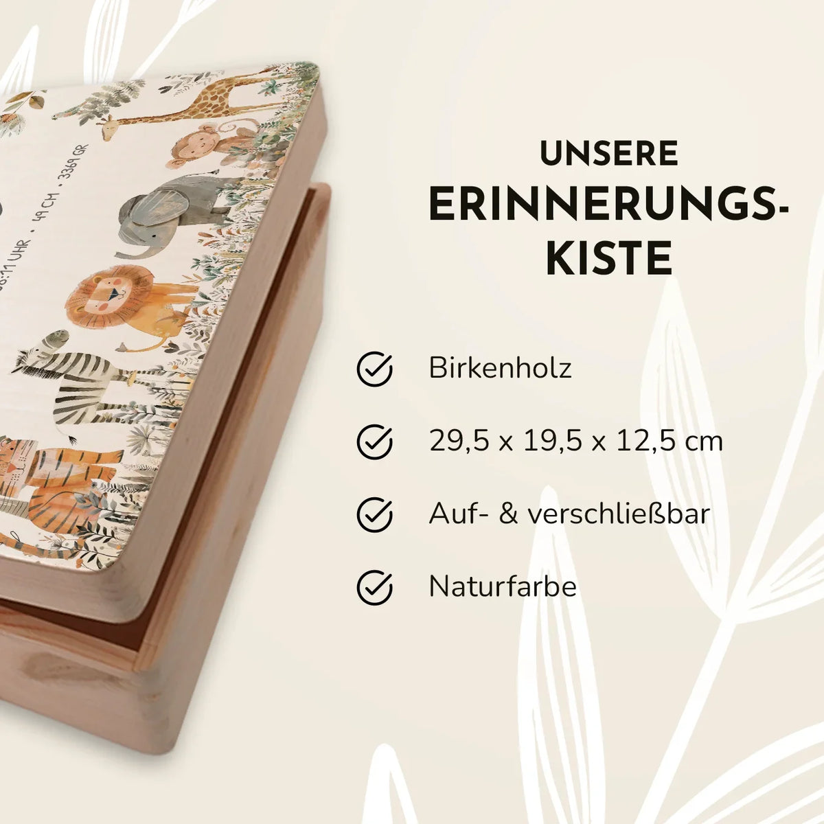Personalisierte Erinnerungsbox "Safari Tiere"