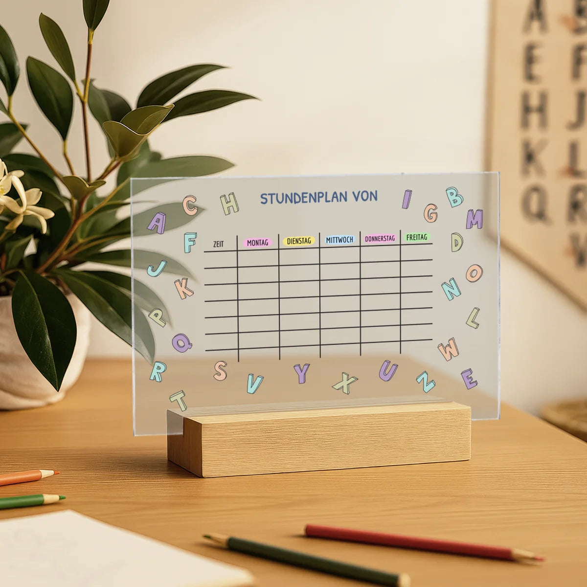 Personalisiertes Acrylglas "Stundenplan"