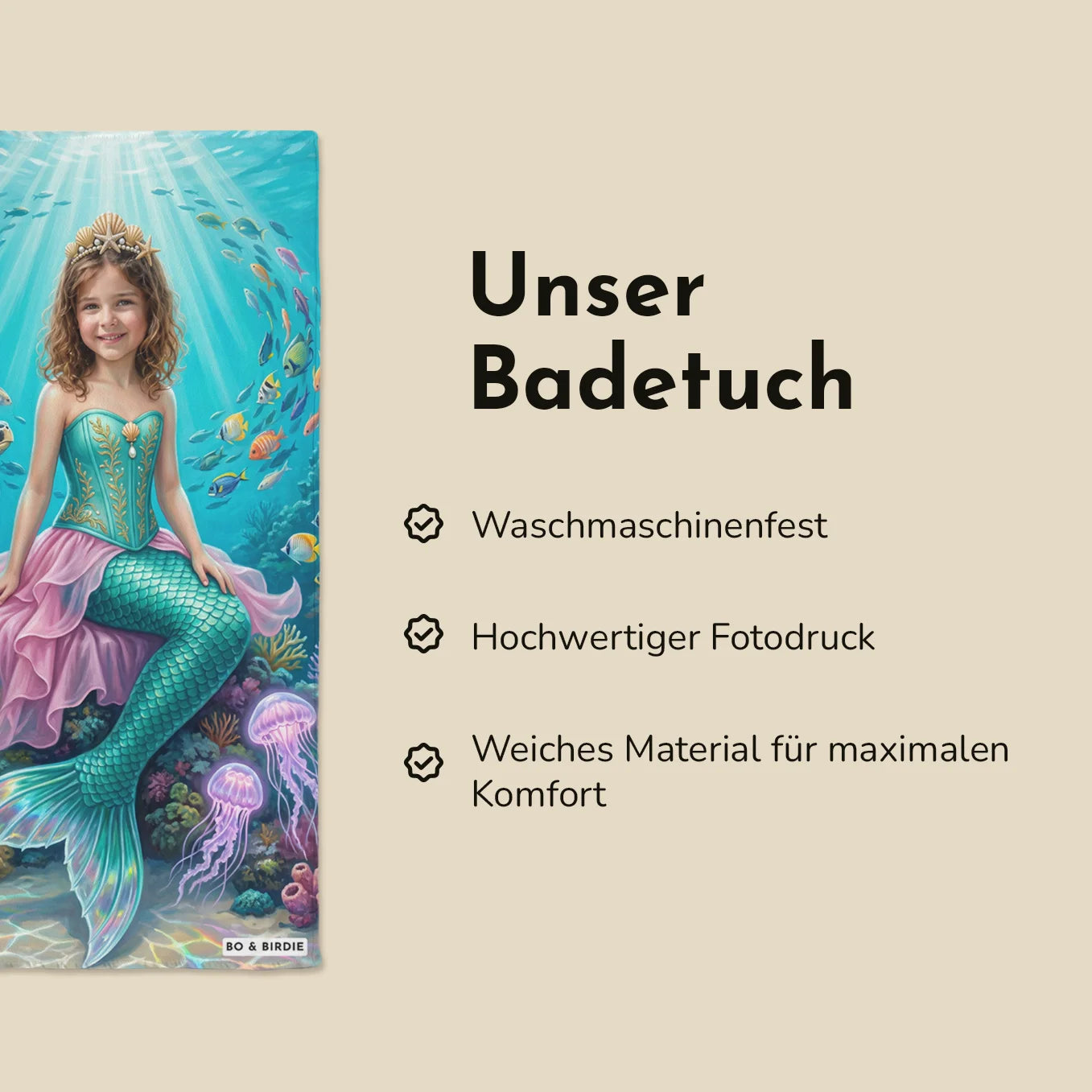 Personalisiertes Badetuch "Meerjungfrau"