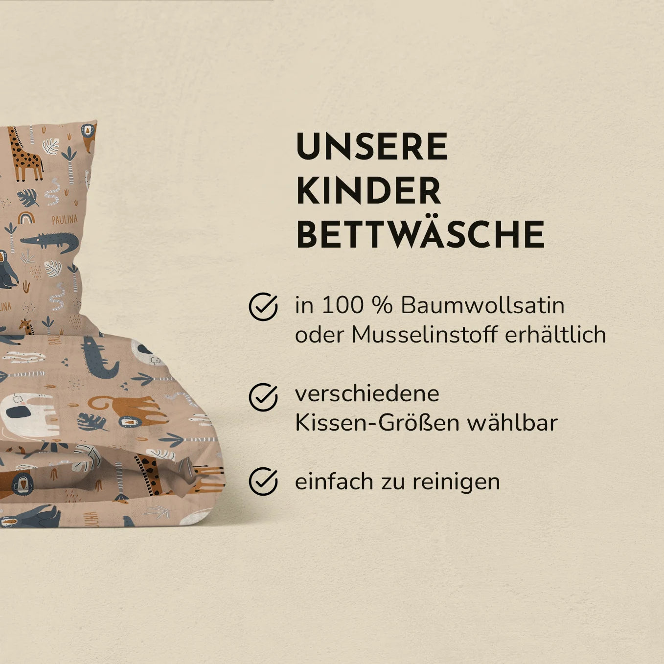 Personalisierte Kinder Bettwäsche "Savanne"
