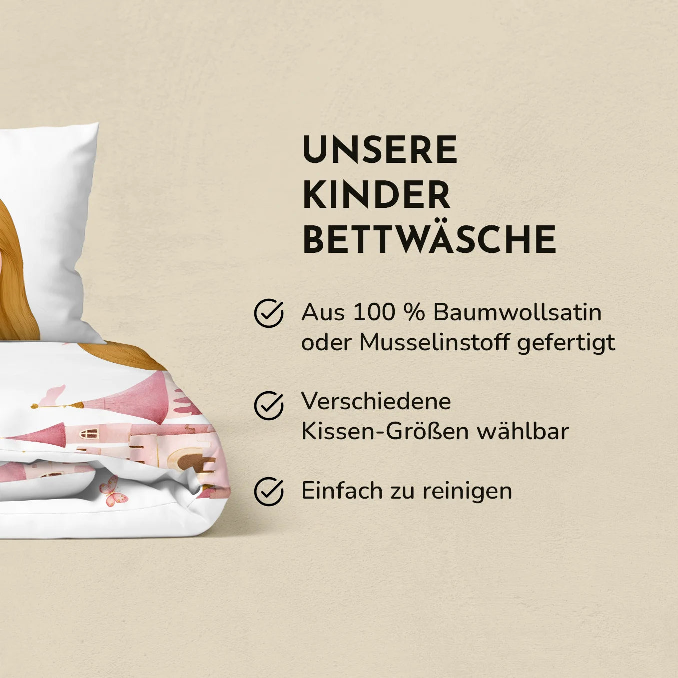 Personalisierte Kinder Bettwäsche "Wunschprinzessin"