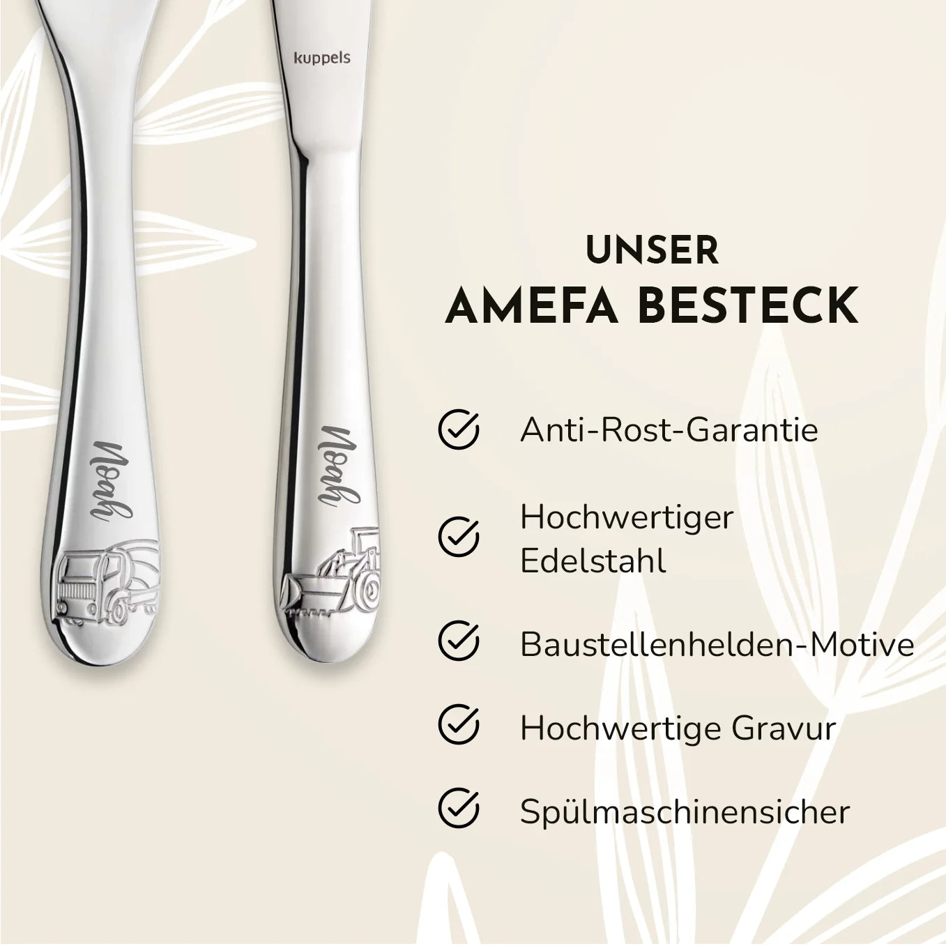 Personalisiertes Amefa Kinderbesteck „Baustelle“