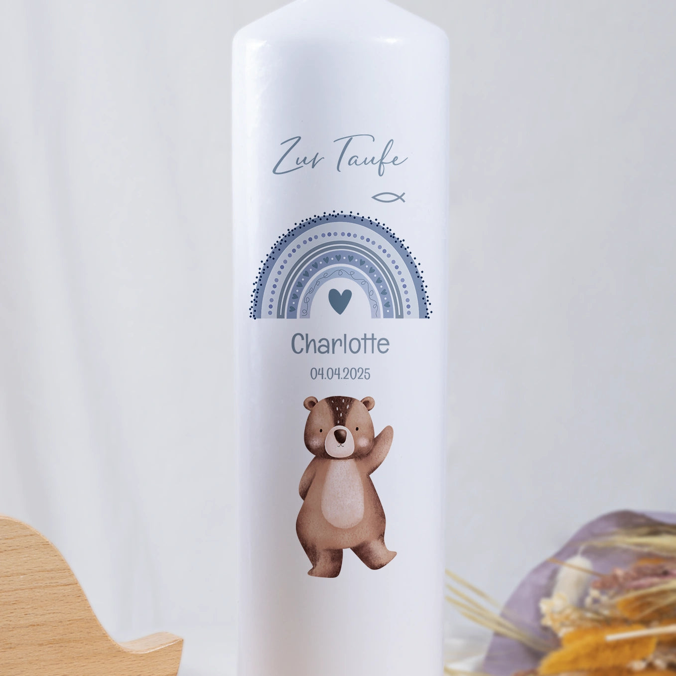 Personalisierte Taufkerze "Lieblingstier"