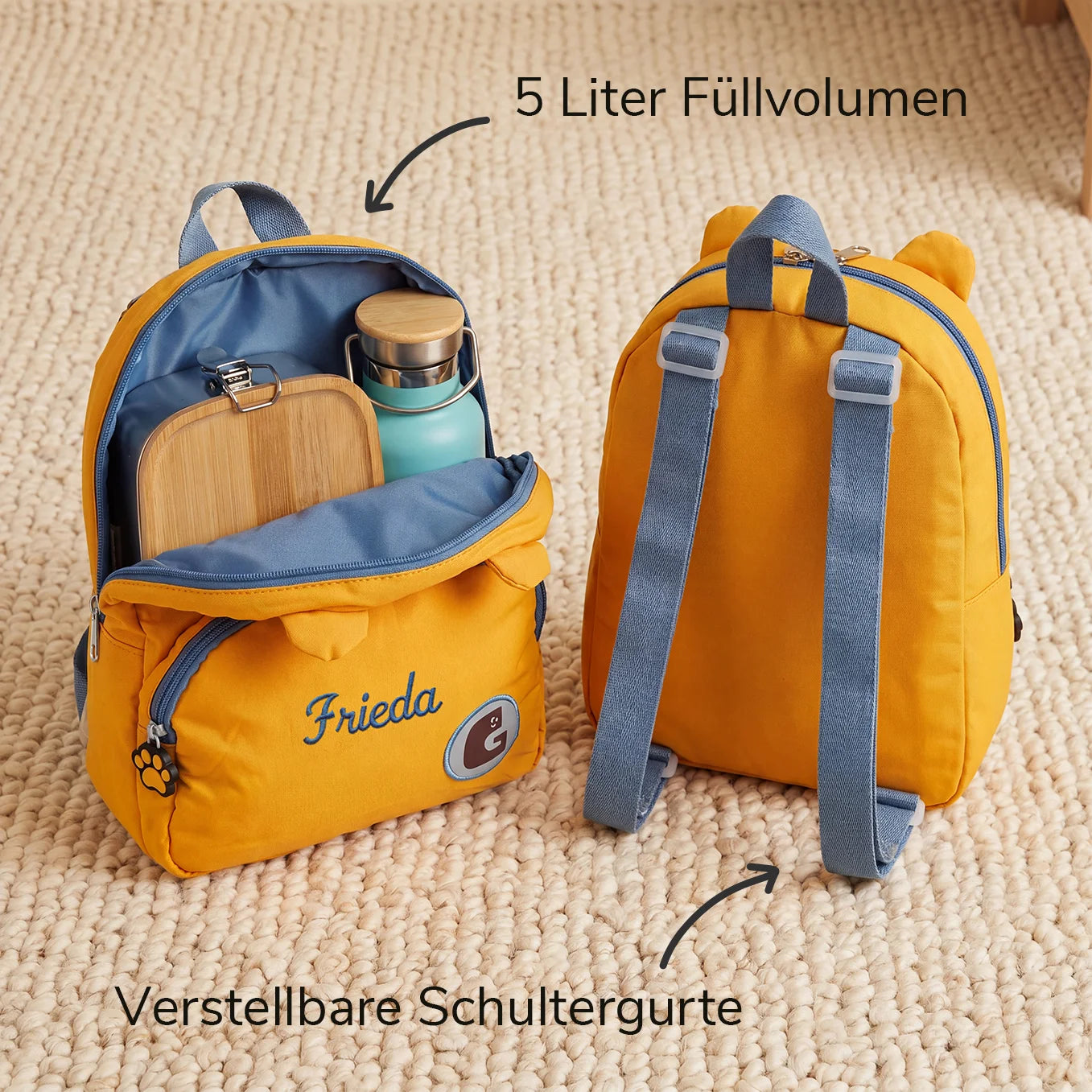 Personalisierter Kinder Rucksack "Tiger" mit Stick