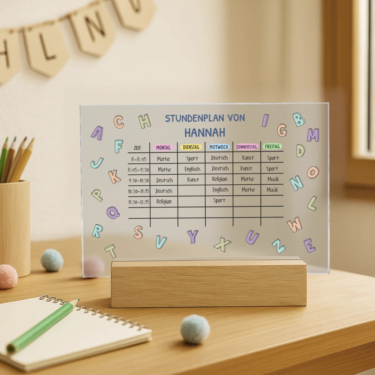 Personalisiertes Acrylglas "Stundenplan"